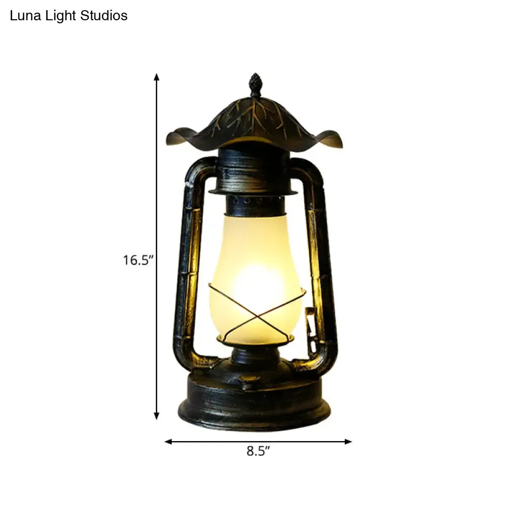 Frosted Glass Desk Lamp in Brass with Farmhouse Style - Plug-In, 1-Light