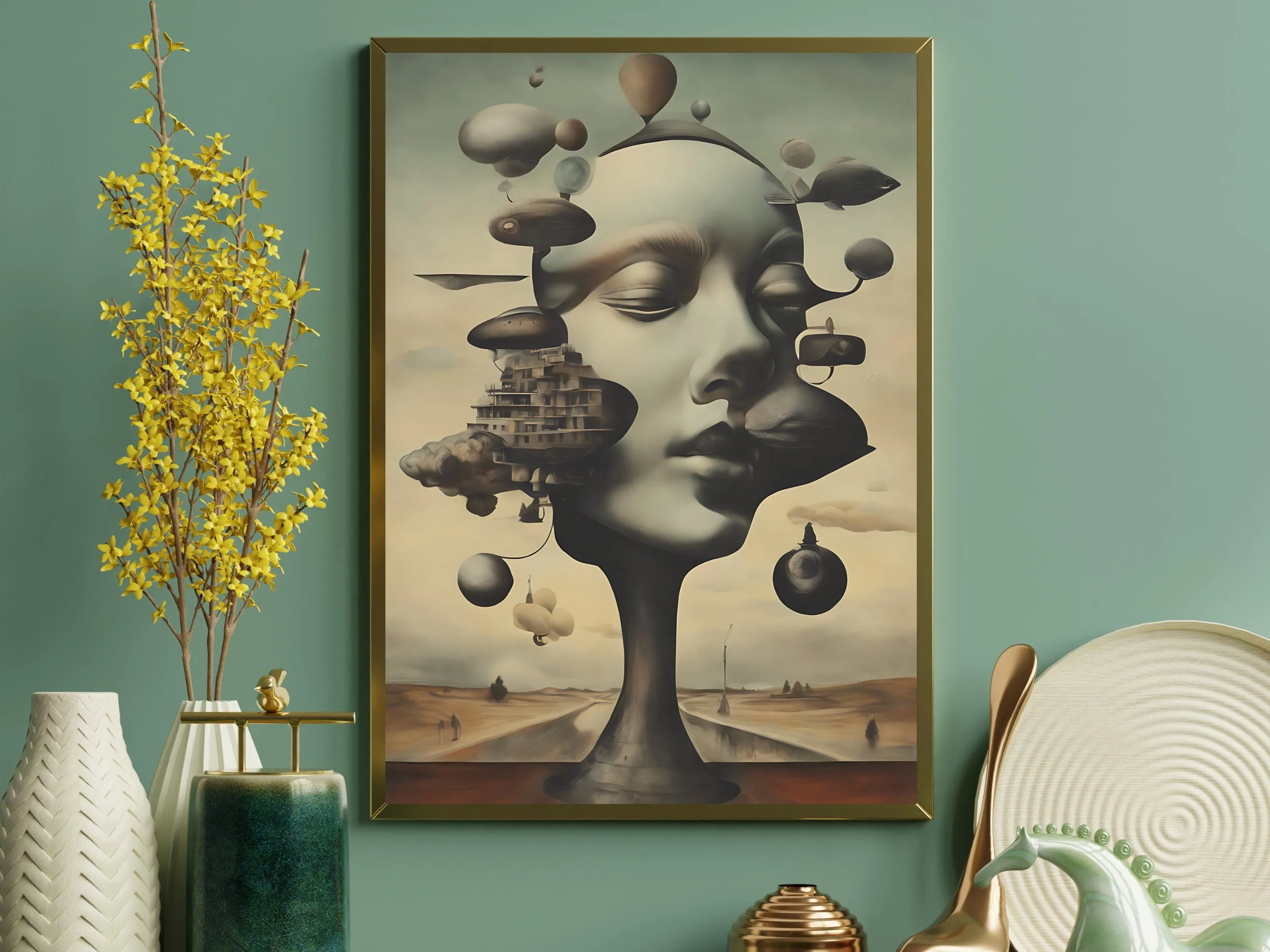 Futurist Oasis in a Dystopian World: A Surreal Dreamscape of Floating Landscapes