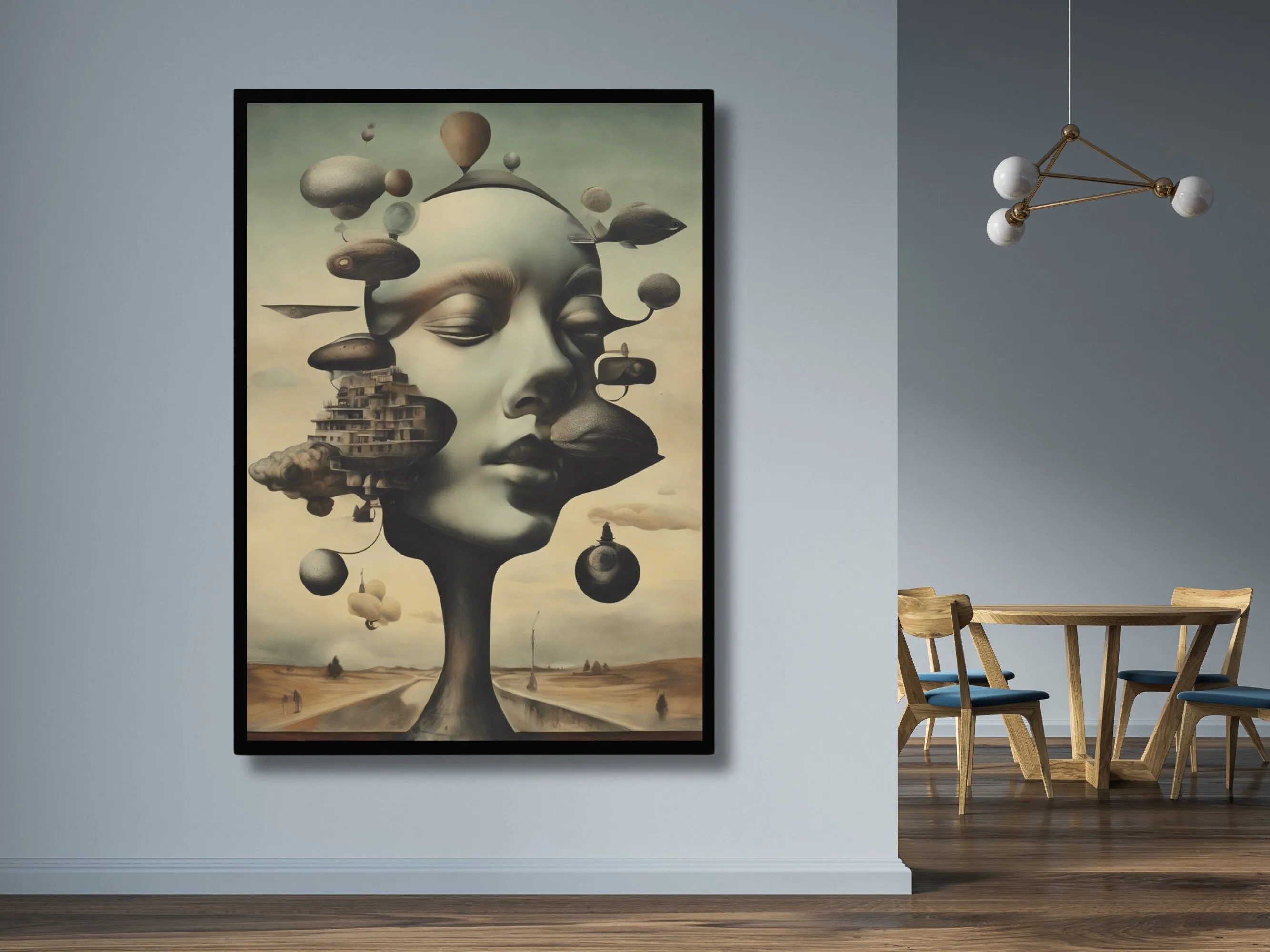 Futurist Oasis in a Dystopian World: A Surreal Dreamscape of Floating Landscapes