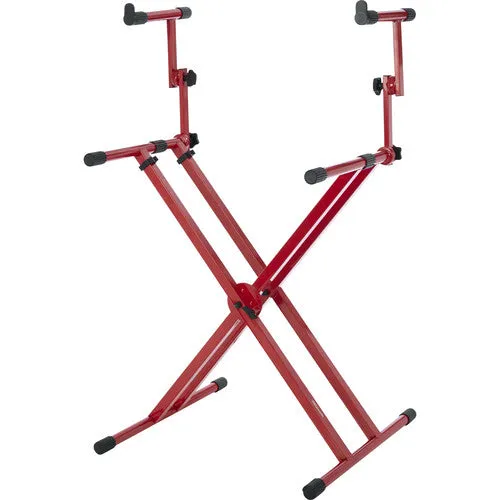Gator Cases Frameworks Deluxe 2-Tier X-Style Keyboard Stand (Red)