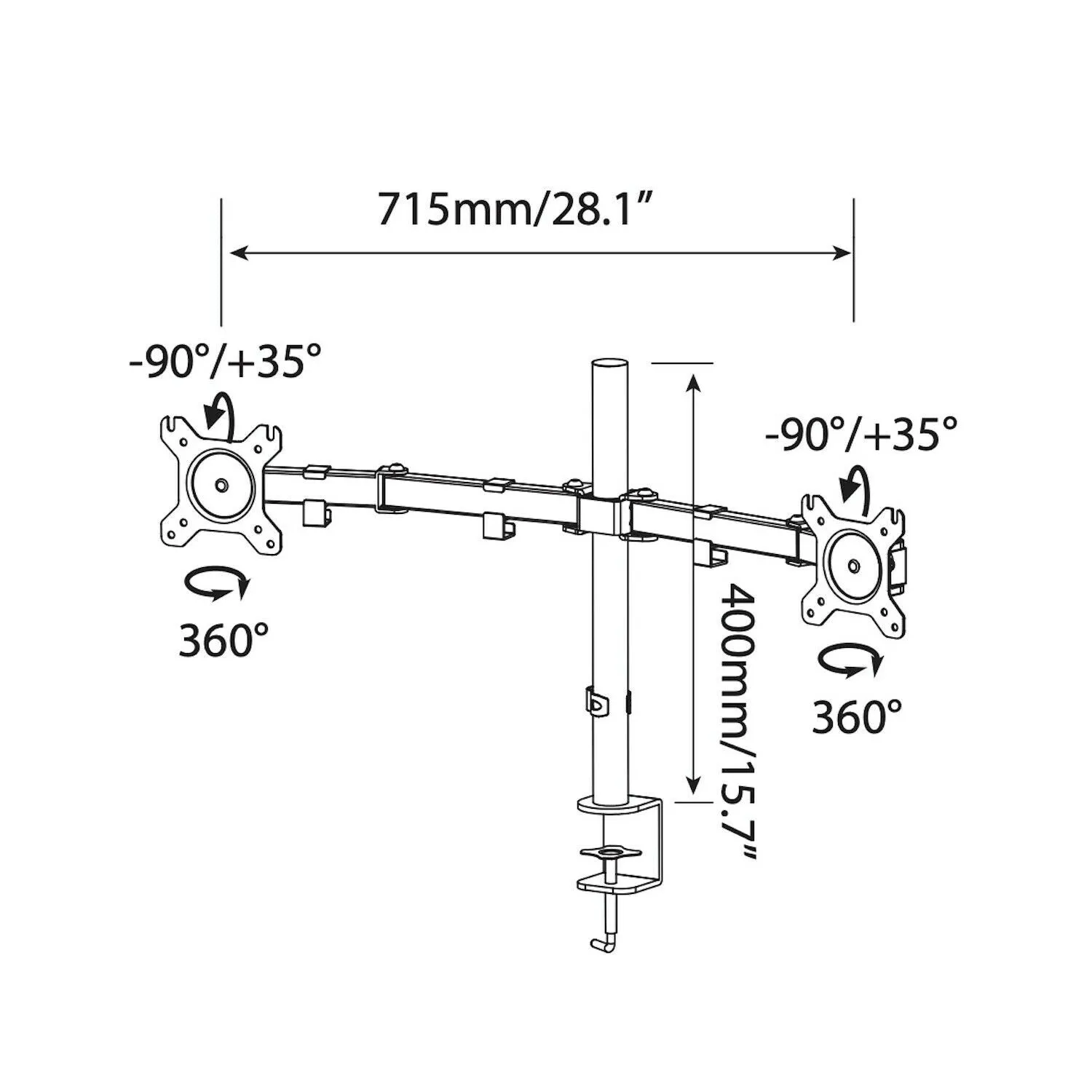 GKU Dual Monitor Mount Arm - EziRiser Monitor Mount