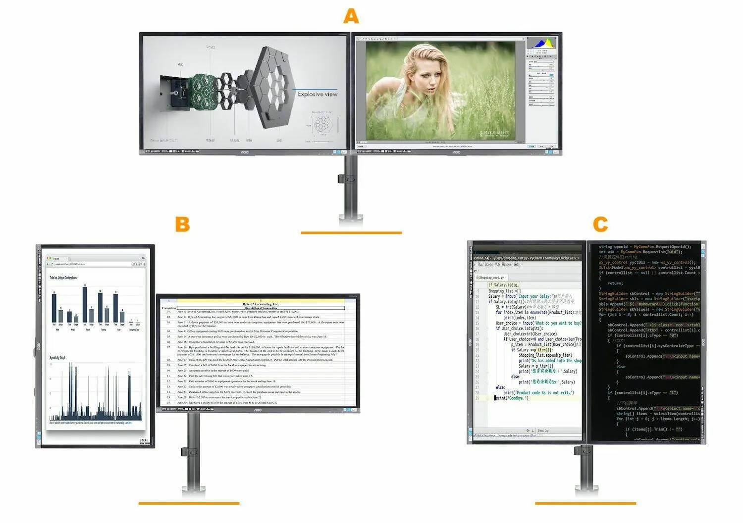 GKU Dual Monitor Mount Arm - EziRiser Monitor Mount