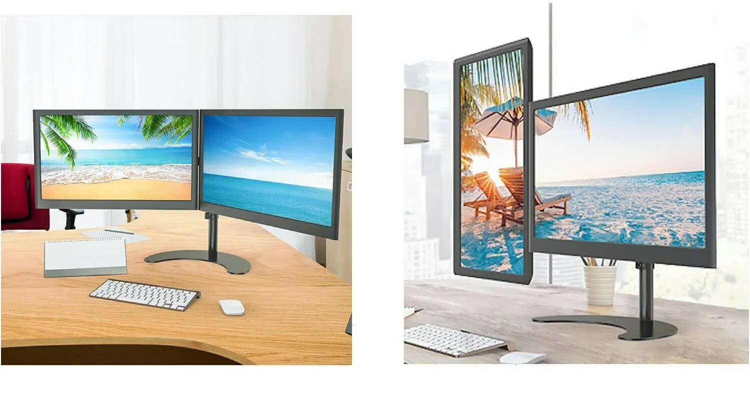 GKU Dual Monitor Mount - EziRiser Free Standing Dual Monitor Arm