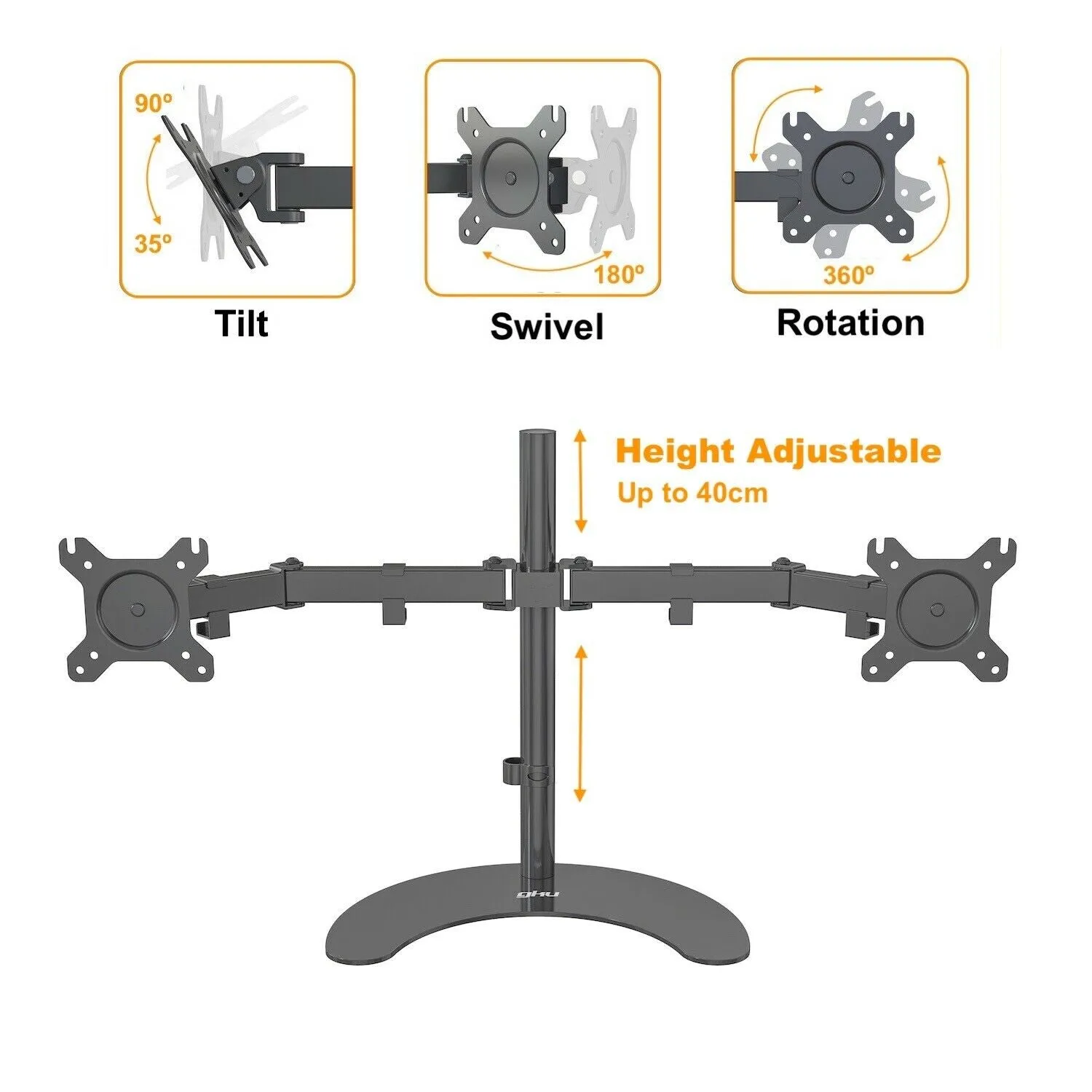 GKU Dual Monitor Mount - EziRiser Free Standing Dual Monitor Arm