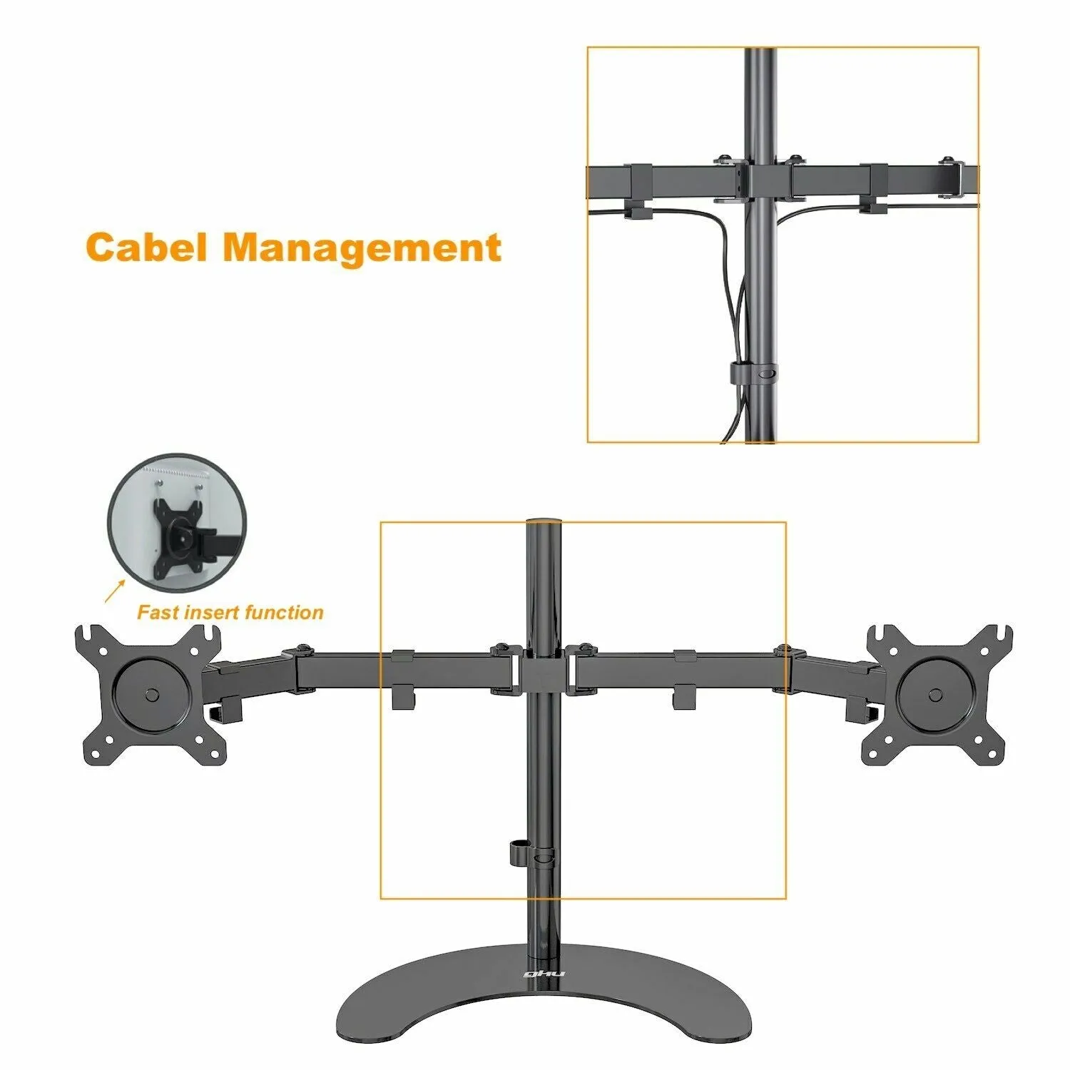 GKU Dual Monitor Mount - EziRiser Free Standing Dual Monitor Arm