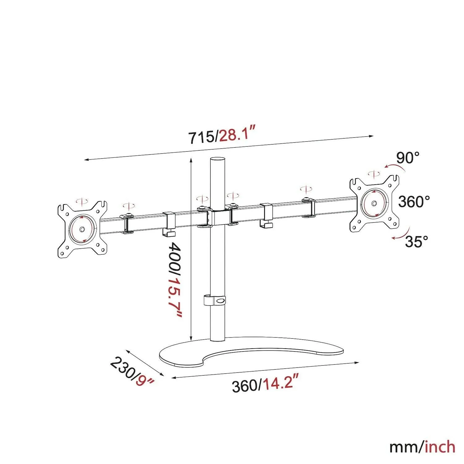 GKU Dual Monitor Mount - EziRiser Free Standing Dual Monitor Arm
