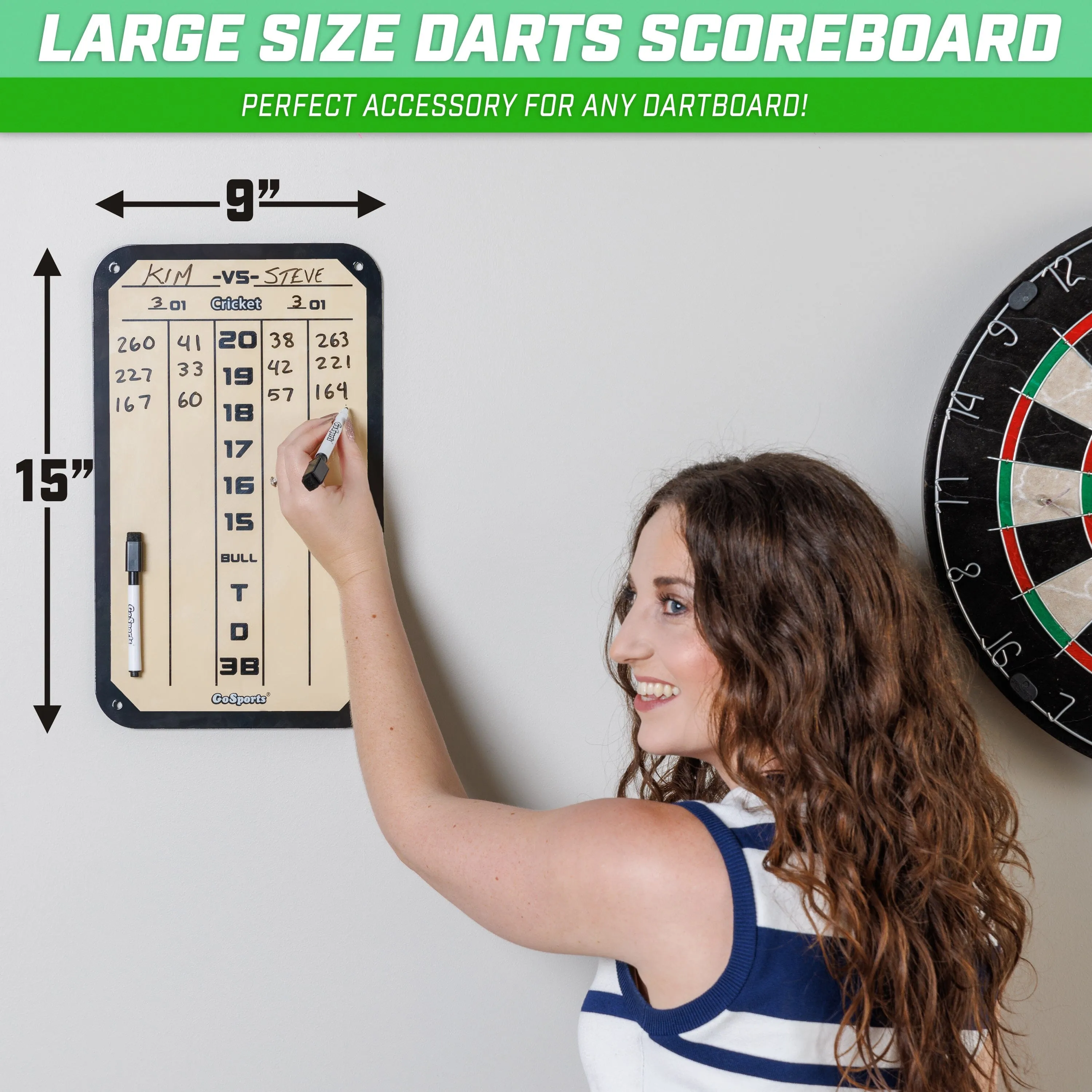 GoSports Dry Erase Steel Darts Scoreboard