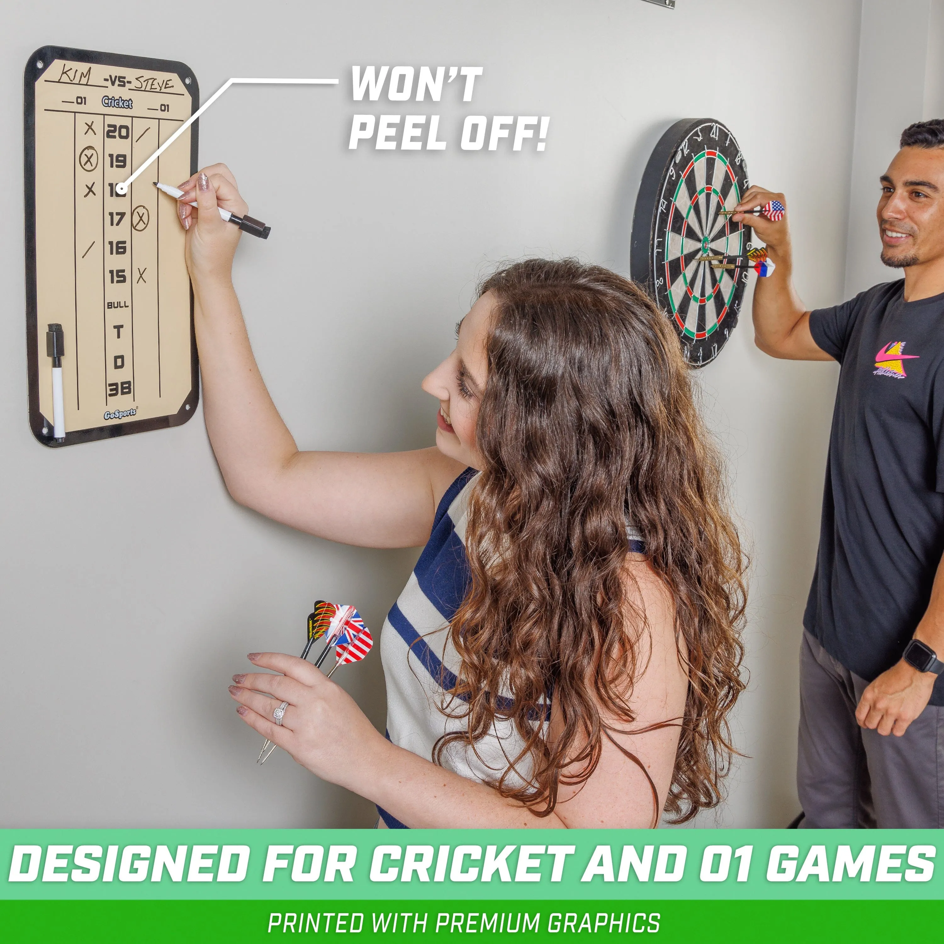 GoSports Dry Erase Steel Darts Scoreboard