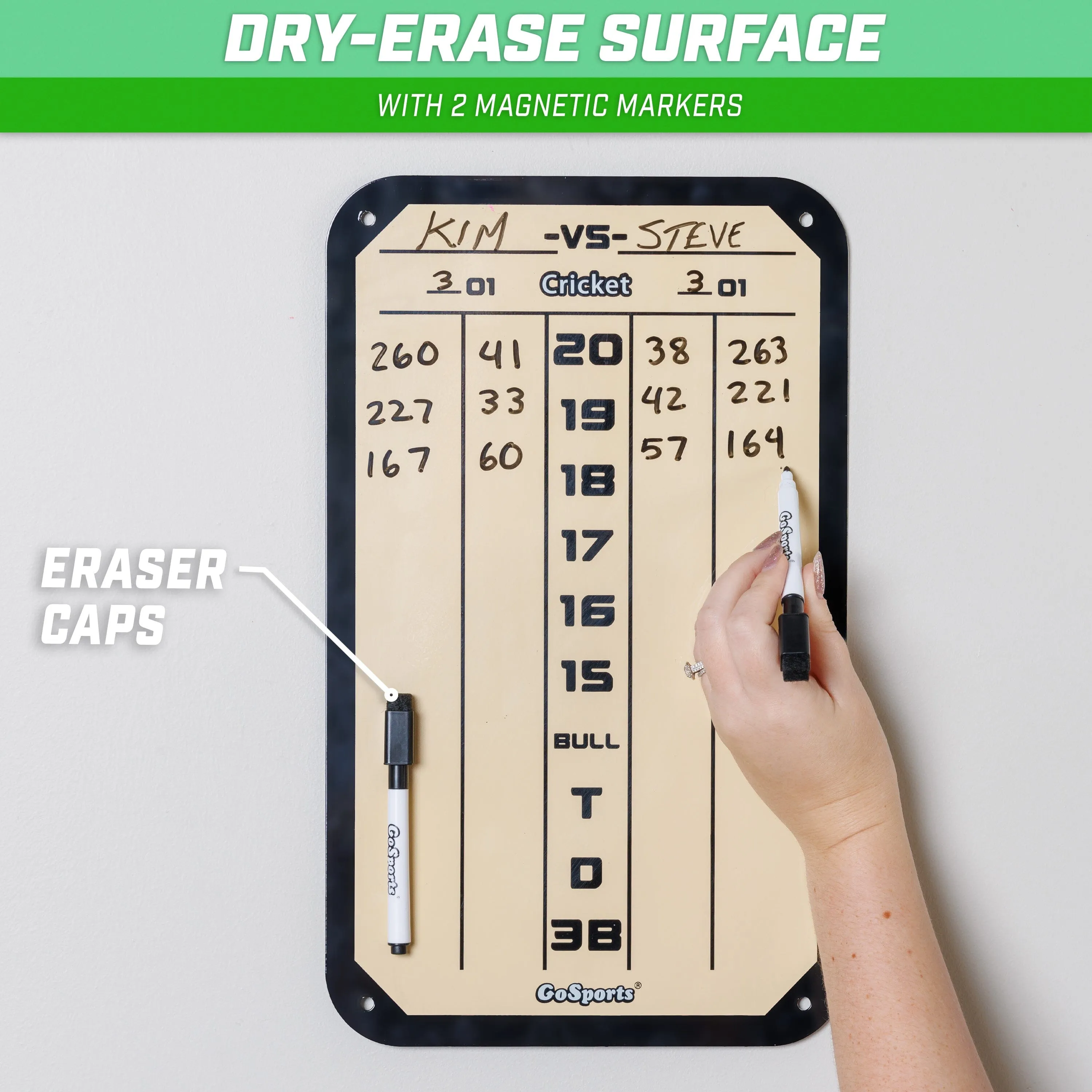 GoSports Dry Erase Steel Darts Scoreboard