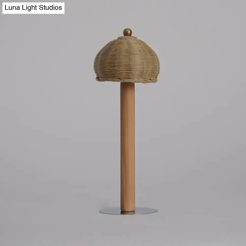 Hand-Worked Japanese Small Desk Lamp with Bamboo Shade - 1 Bulb Task Lighting