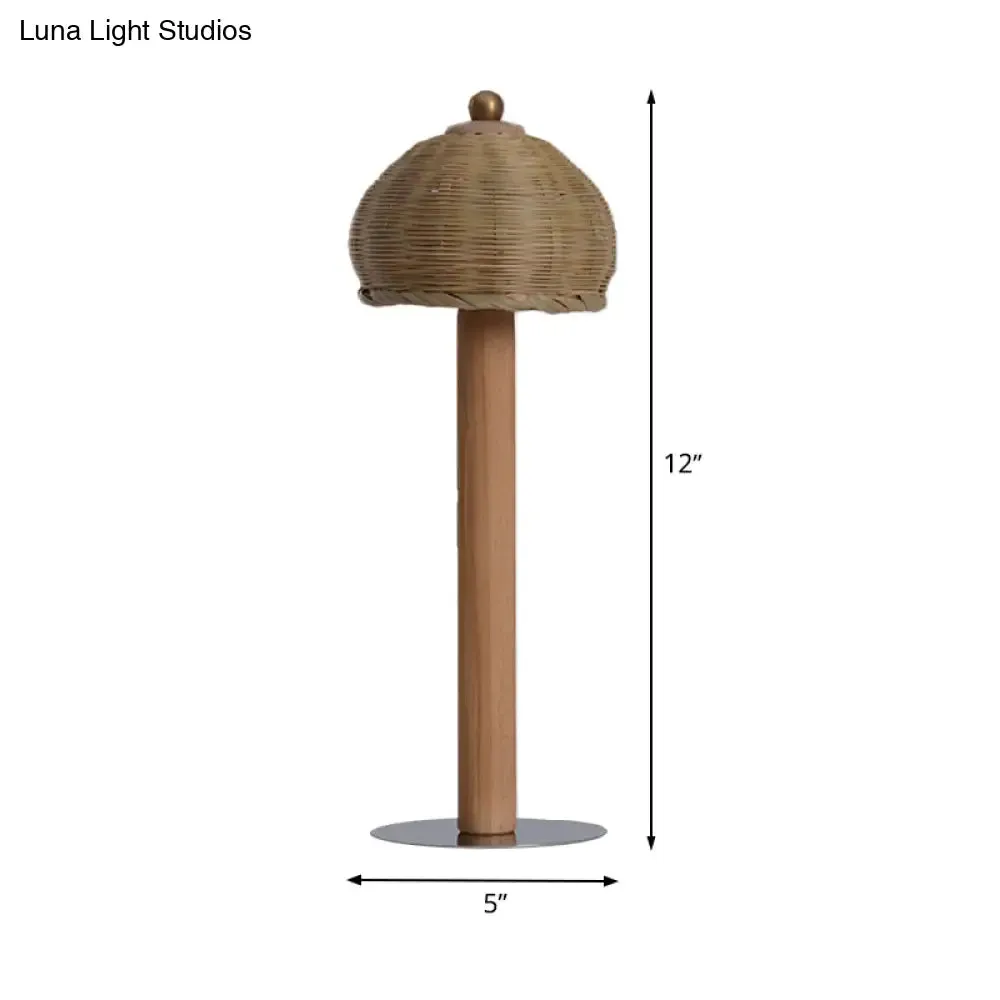 Hand-Worked Japanese Small Desk Lamp with Bamboo Shade - 1 Bulb Task Lighting
