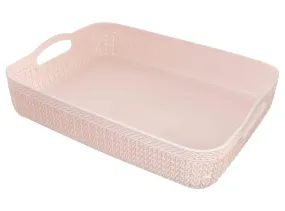 Heart Home Q-3 Designer Plastic Storage Basket For Store Fruits, Vegetables, Magazines, Cosmetics, Stationary (Pink)-50HH01466
