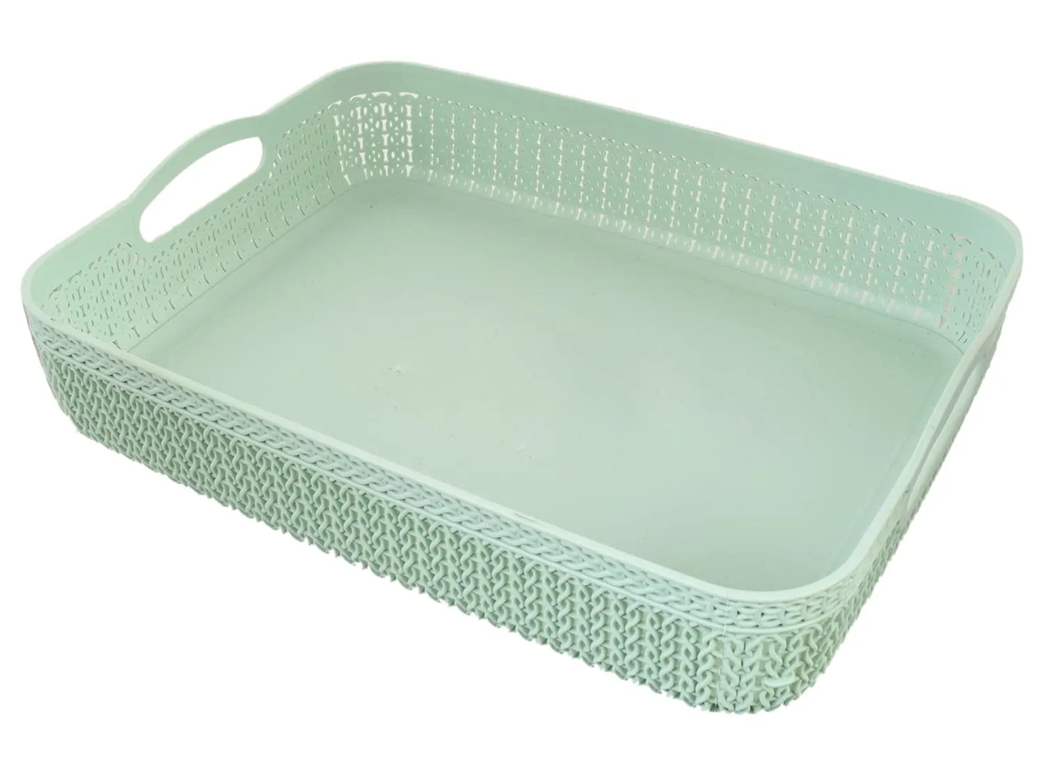 Heart Home Q-3 Multiuses Designer Unbreakable Plastic Storage Basket/Organizer/Bin For Home, Kitchen, Bathroom, Office Use Pack of 4 (Brown & Green & Pink & Grey)-50HH01549