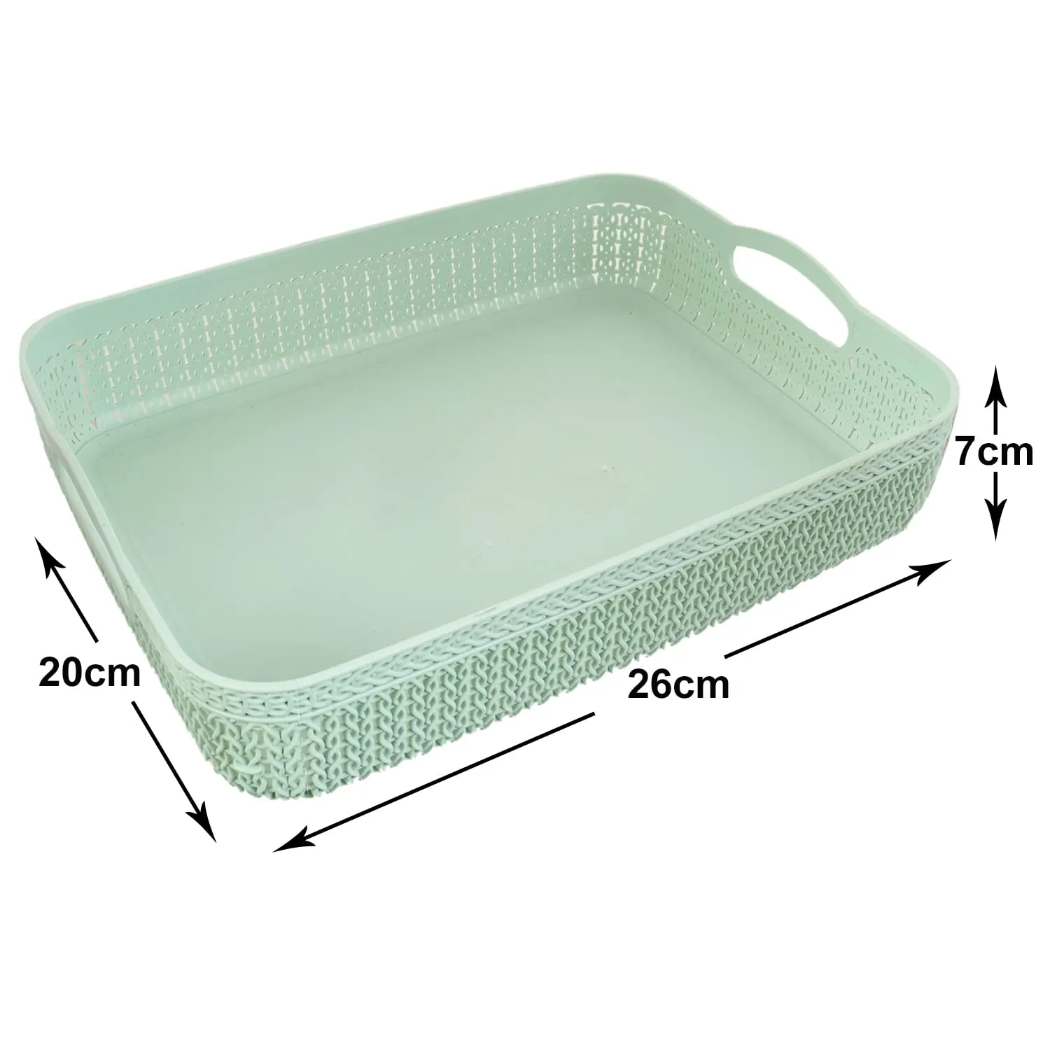 Heart Home Q-3 Multiuses Designer Unbreakable Plastic Storage Basket/Organizer/Bin For Home, Kitchen, Bathroom, Office Use Pack of 4 (Brown & Green & Pink & Grey)-50HH01549