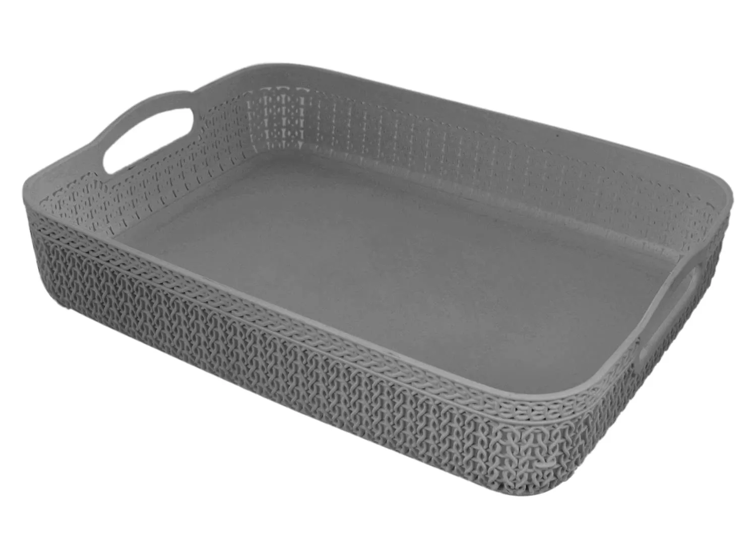 Heart Home Q-4 Designer Plastic Storage Basket For Store Fruits, Vegetables, Magazines, Cosmetics, Stationary Pack of 2 (Grey & Blue)-50HH01588