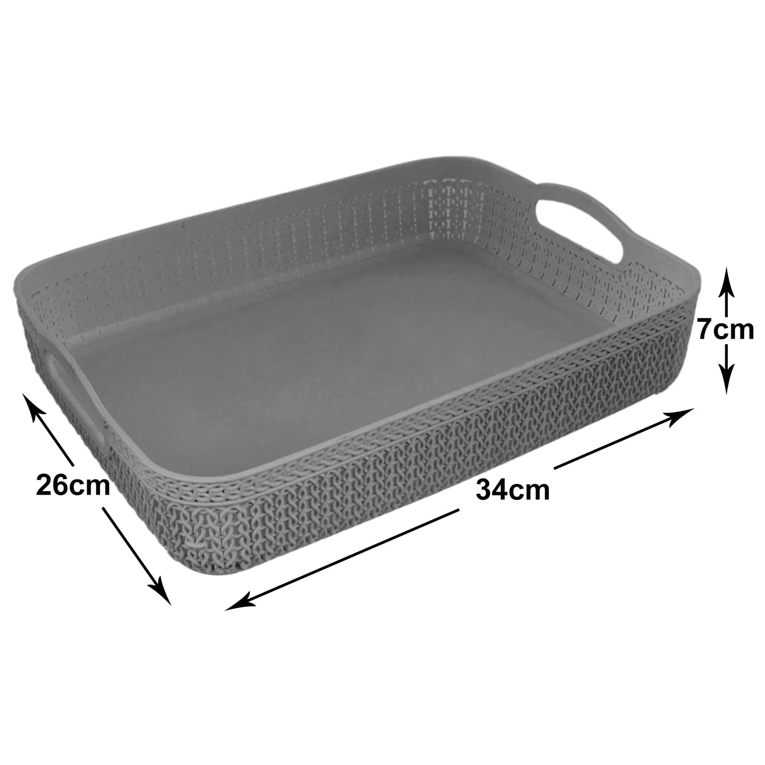 Heart Home Q-4 Designer Plastic Storage Basket For Store Fruits, Vegetables, Magazines, Cosmetics, Stationary Pack of 2 (Grey & Blue)-50HH01588
