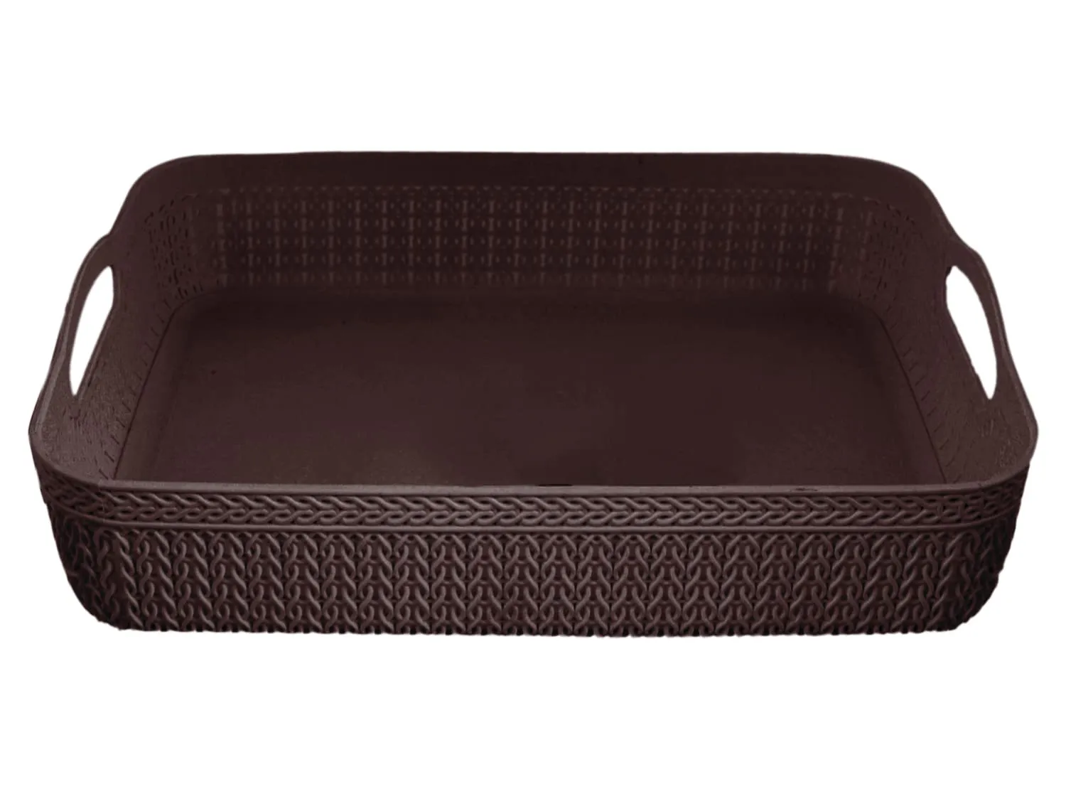 Heart Home Q-4 Designer Plastic Storage Basket For Store Fruits, Vegetables, Magazines, Cosmetics, Stationary Pack of 3 (Brown & Brown & Grey)-50HH01600