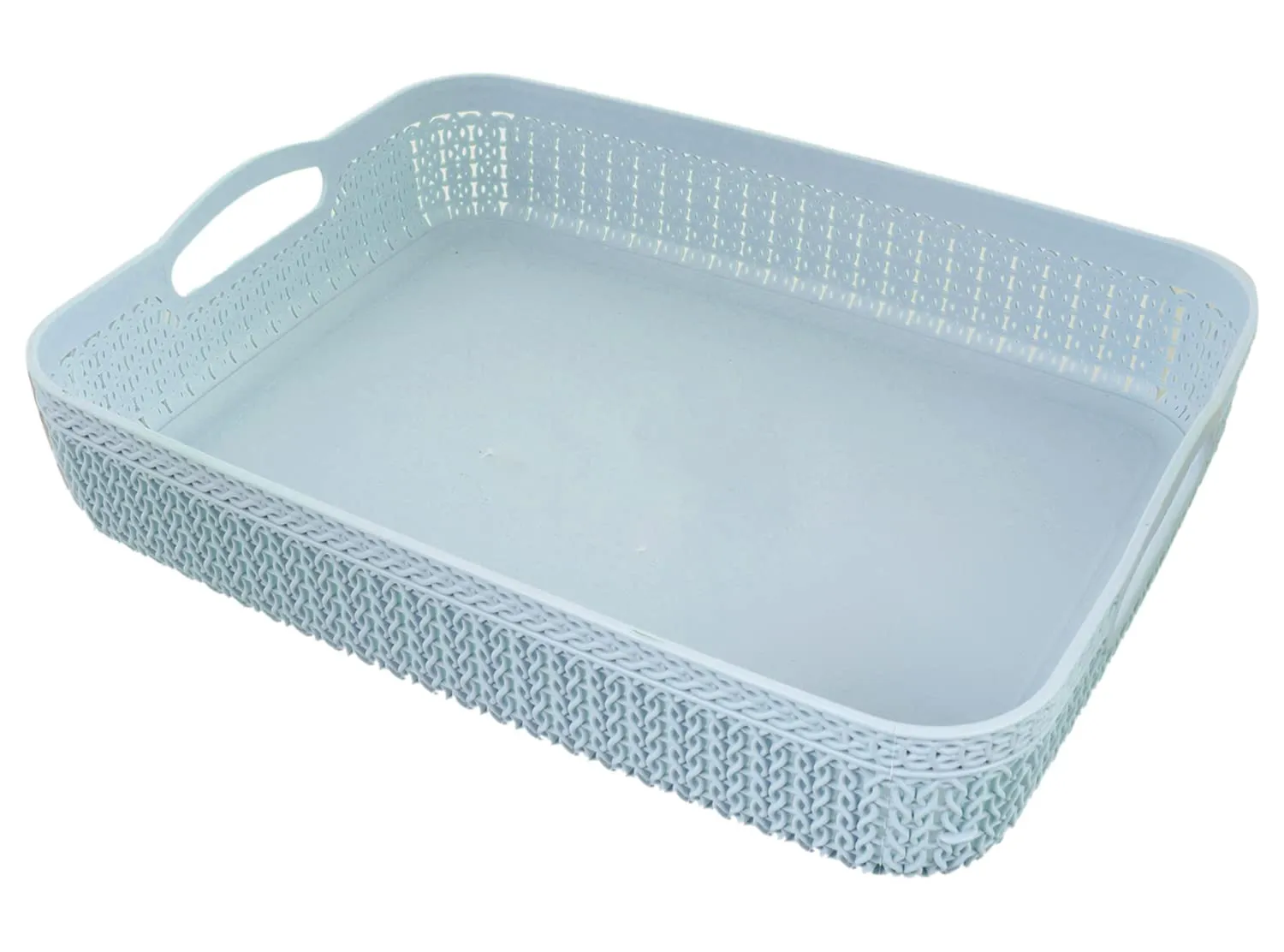 Heart Home Q-4 Designer Plastic Storage Basket For Store Fruits, Vegetables, Magazines, Cosmetics, Stationary Pack of 3 (Brown & Brown & Grey)-50HH01600