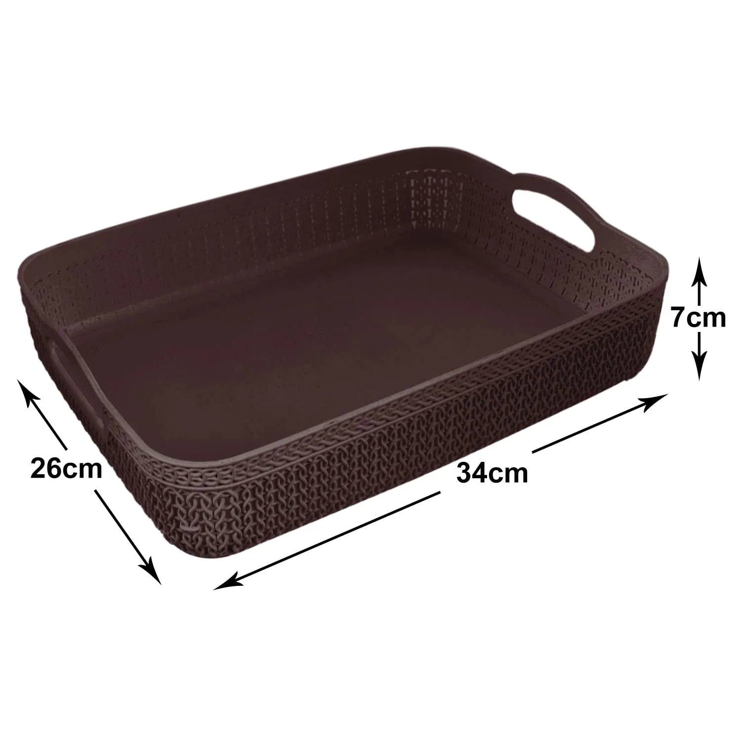 Heart Home Q-4 Multiuses Designer Unbreakable Plastic Storage Basket/Organizer/Bin For Home, Kitchen, Bathroom, Office Use Pack of 2 (Grey & Brown)-50HH01589