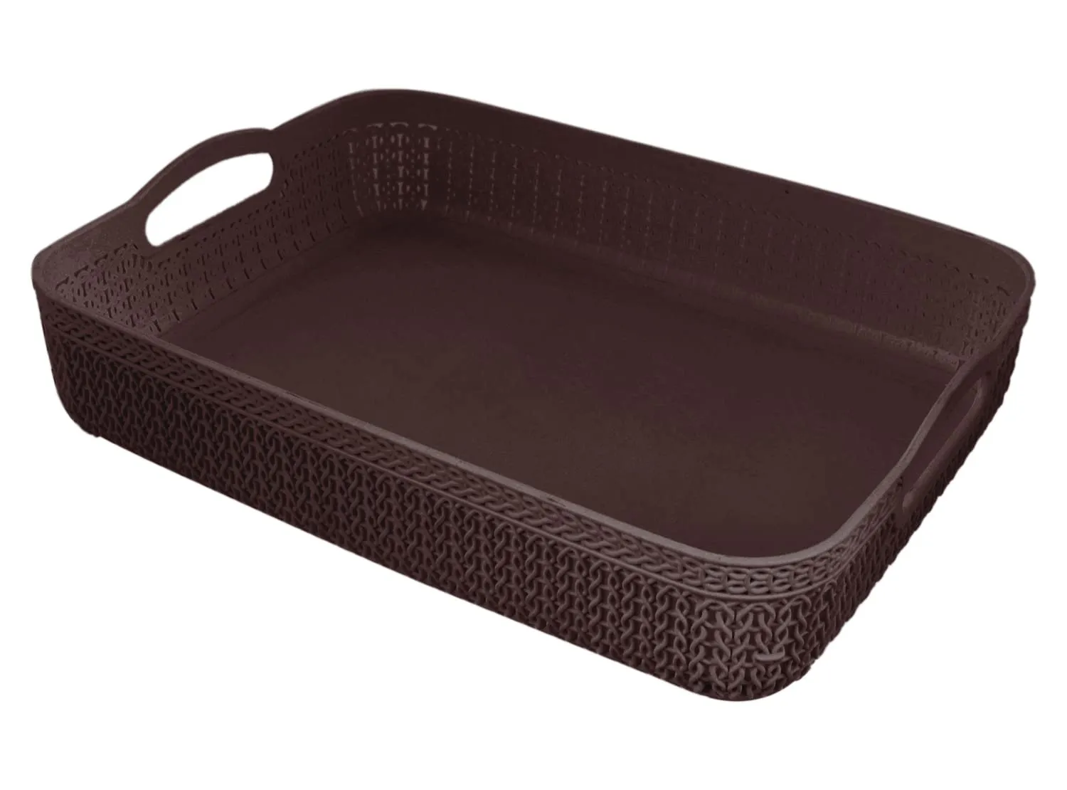 Heart Home Q-4 Multiuses Designer Unbreakable Plastic Storage Basket/Organizer/Bin For Home, Kitchen, Bathroom, Office Use Pack of 2 (Grey & Brown)-50HH01589