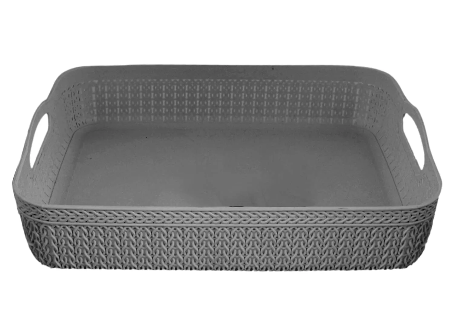 Heart Home Q-4 Multiuses Designer Unbreakable Plastic Storage Basket/Organizer/Bin For Home, Kitchen, Bathroom, Office Use Pack of 2 (Grey & Brown)-50HH01589