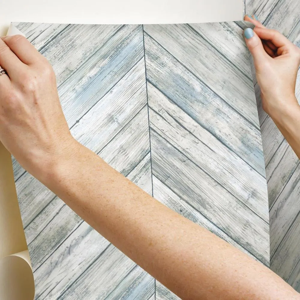 Herringbone Wood Boards Peel and Stick Wallpaper