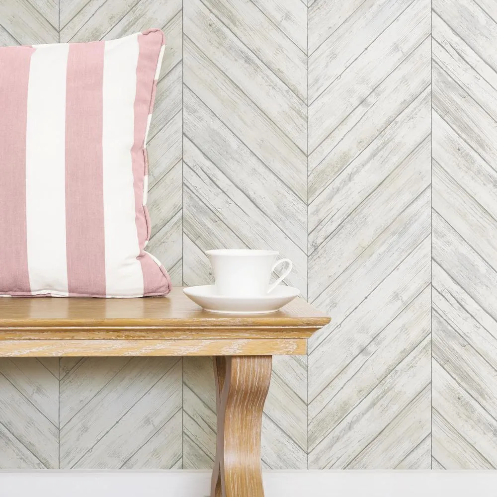 Herringbone Wood Boards Peel and Stick Wallpaper