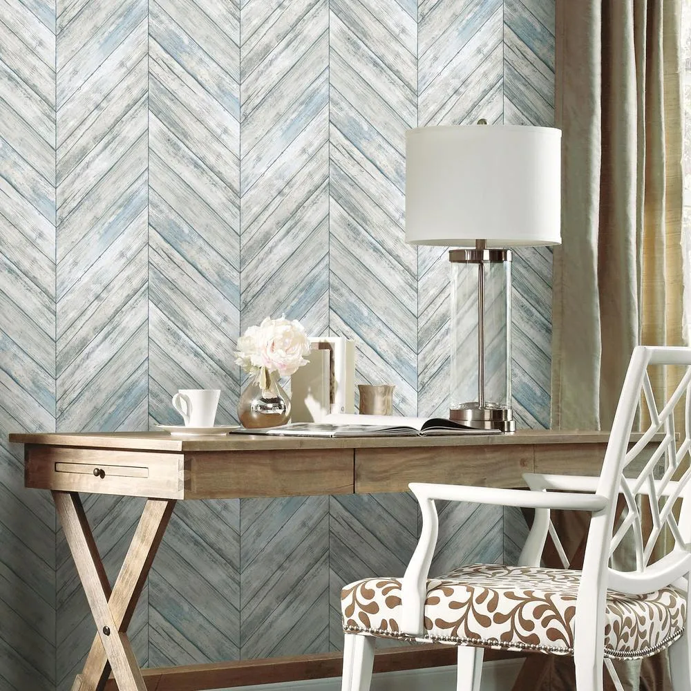 Herringbone Wood Boards Peel and Stick Wallpaper
