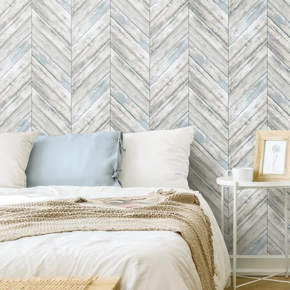 Herringbone Wood Boards Peel and Stick Wallpaper