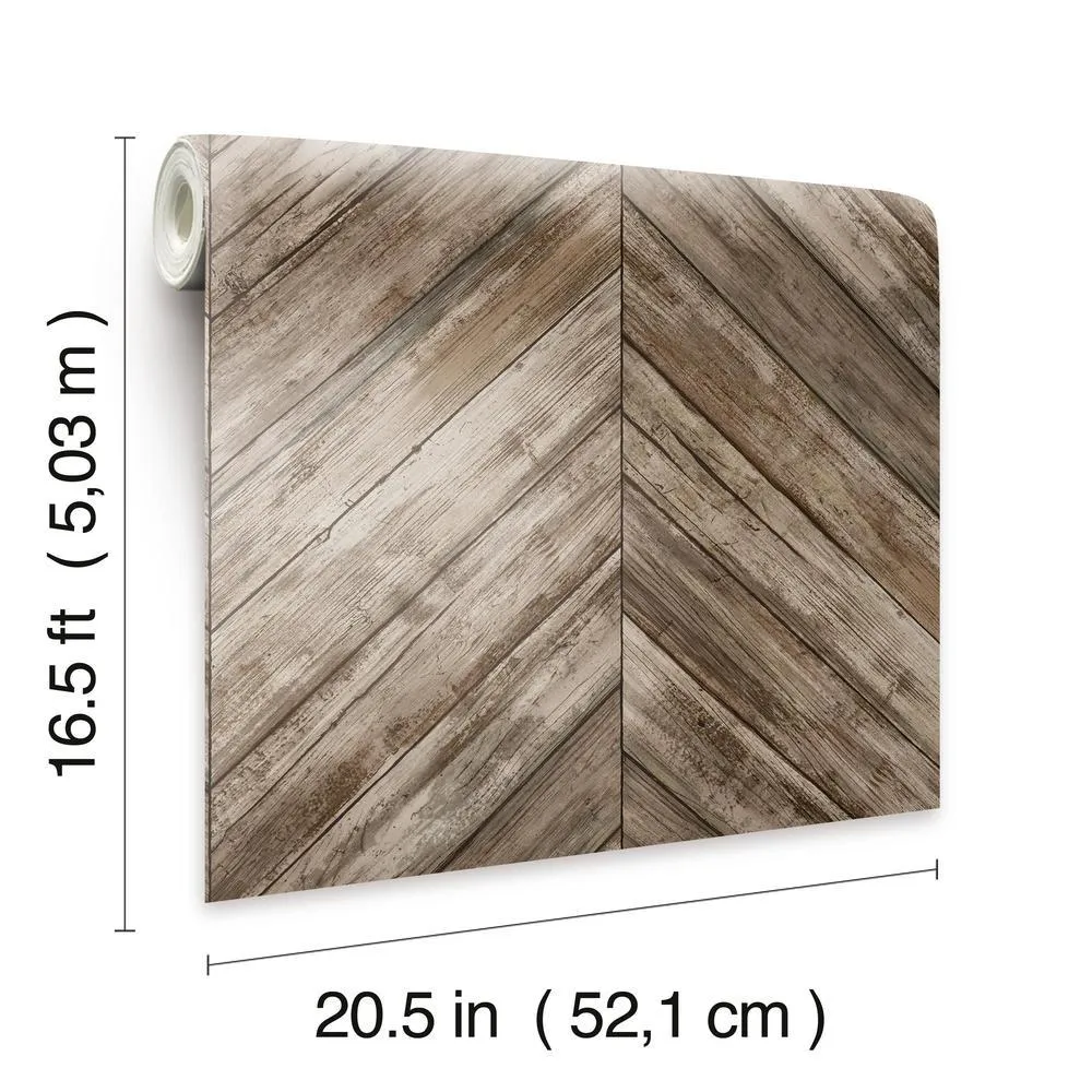 Herringbone Wood Boards Peel and Stick Wallpaper