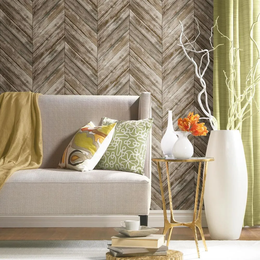 Herringbone Wood Boards Peel and Stick Wallpaper