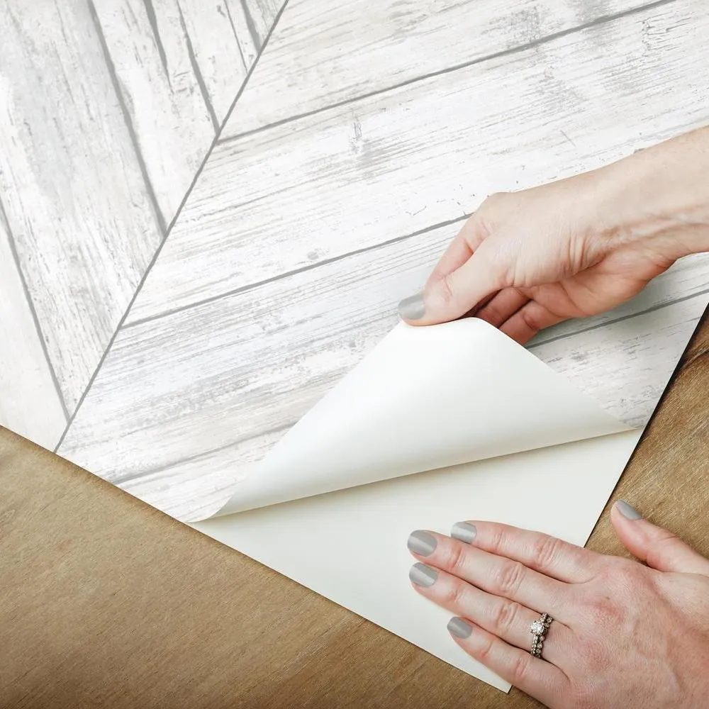 Herringbone Wood Boards Peel and Stick Wallpaper