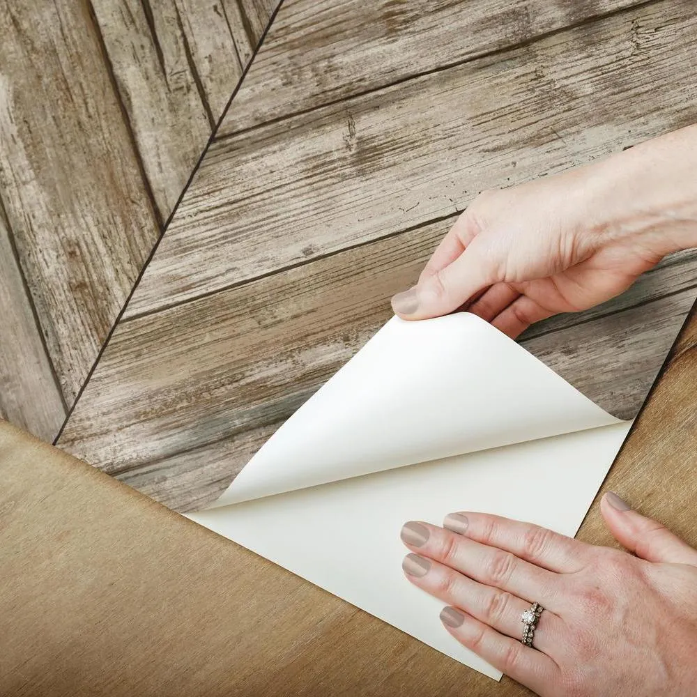 Herringbone Wood Boards Peel and Stick Wallpaper