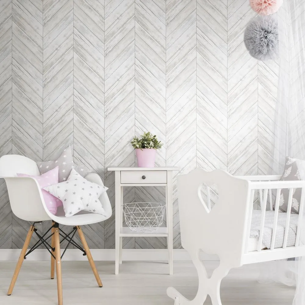 Herringbone Wood Boards Peel and Stick Wallpaper