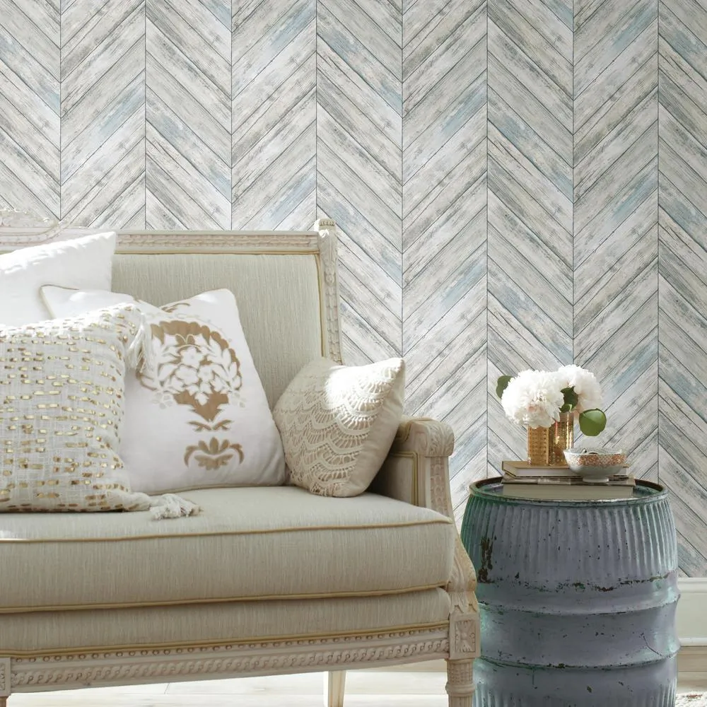 Herringbone Wood Boards Peel and Stick Wallpaper