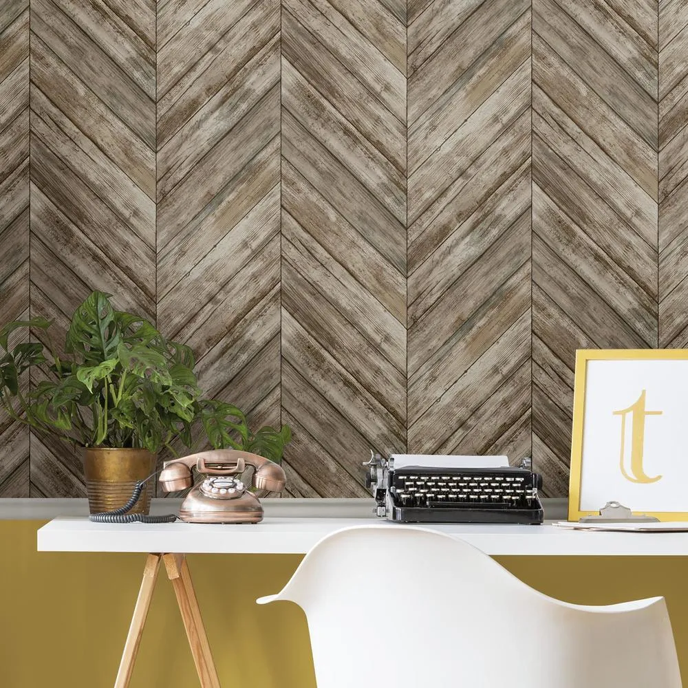 Herringbone Wood Boards Peel and Stick Wallpaper