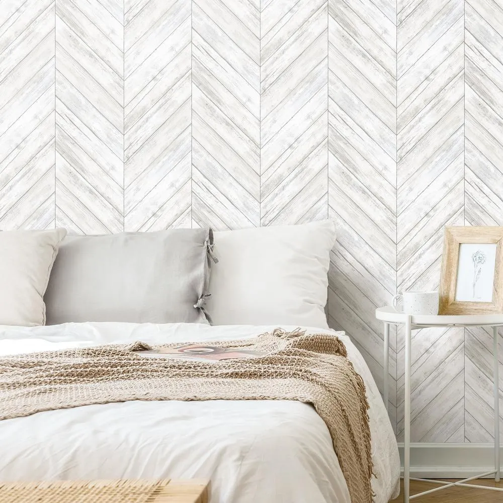 Herringbone Wood Boards Peel and Stick Wallpaper