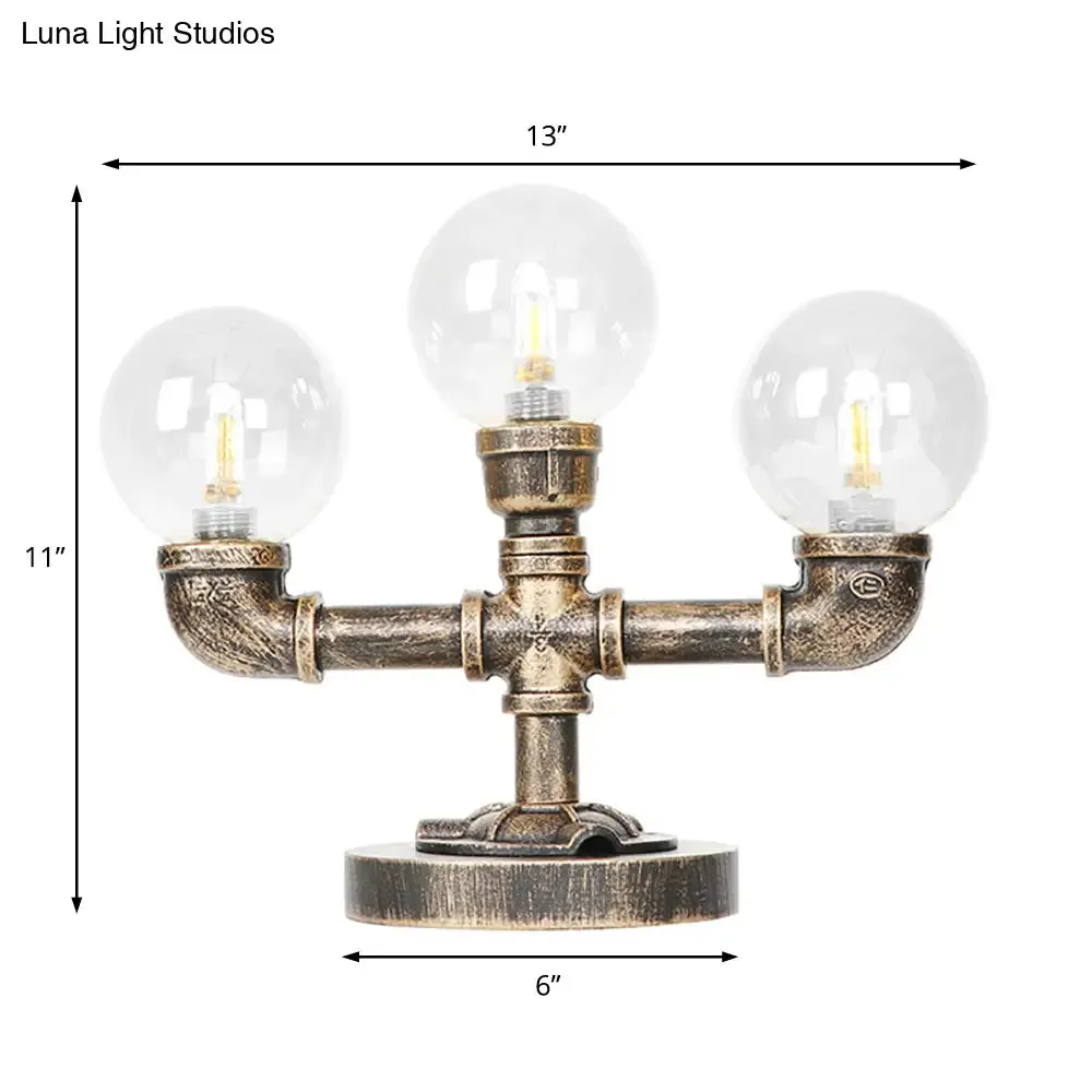 Industrial Task Lighting - Clear/Amber Glass Desk Lamp with Antique Bronze Base
