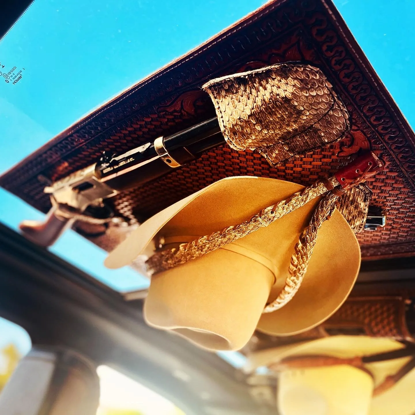 JM Mares Leg Rattlesnake Gun Holster Cowboy Hat Rack Edition