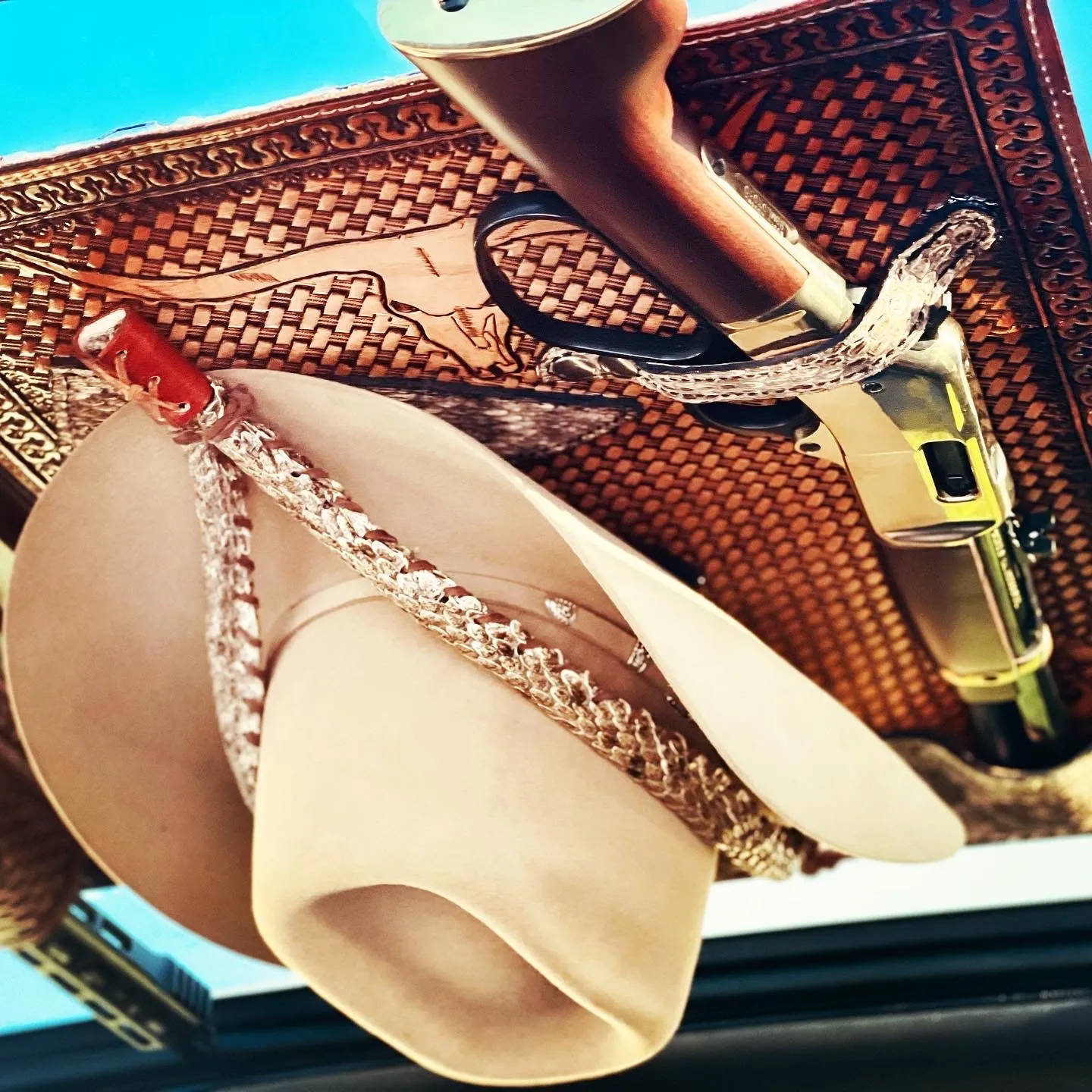 JM Mares Leg Rattlesnake Gun Holster Cowboy Hat Rack Edition