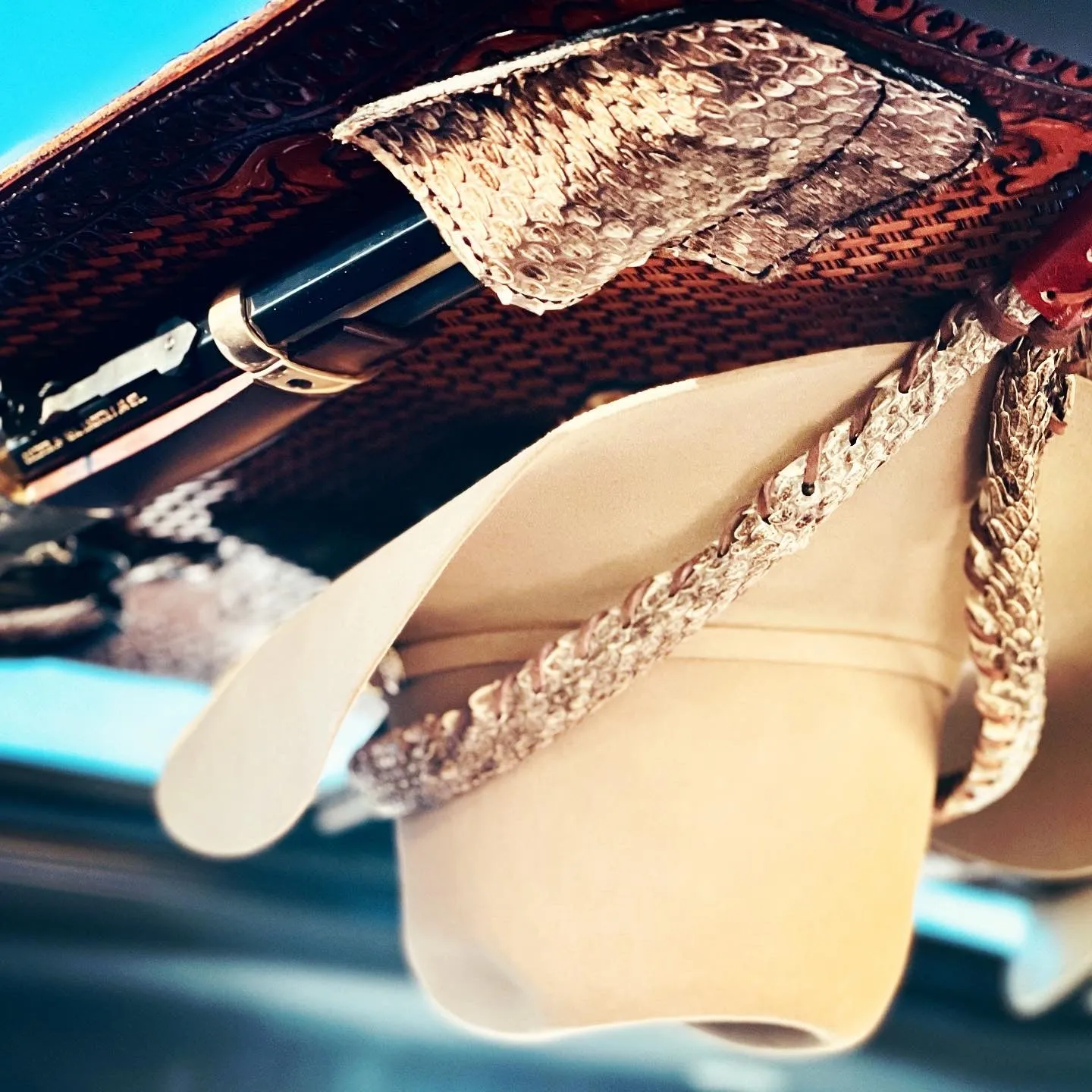 JM Mares Leg Rattlesnake Gun Holster Cowboy Hat Rack Edition