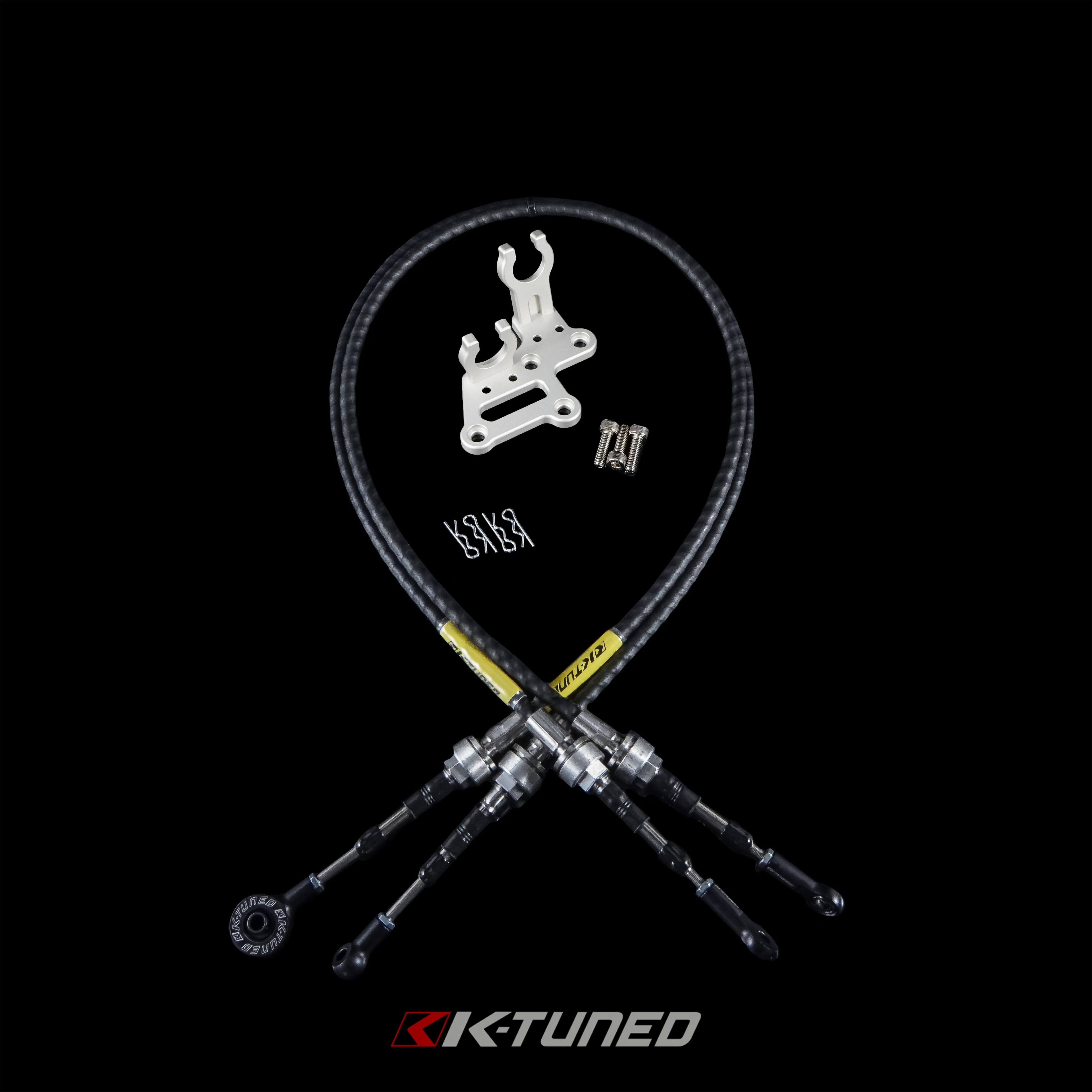 K-Tuned Shifter Cables - Race-Spec Shifter Cables (w/ Billet Trans Bracket) - KTD-SFT-RR2