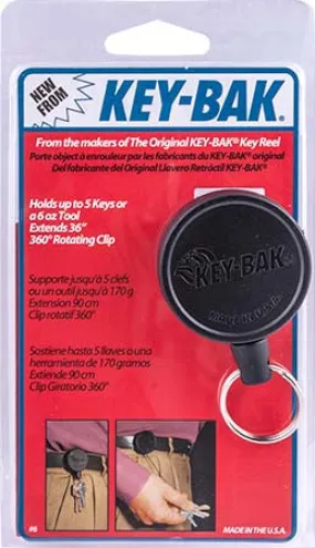 KEY-BAK  915MM 36&#039; NYLON CORD ROTATING CLIP BLACK