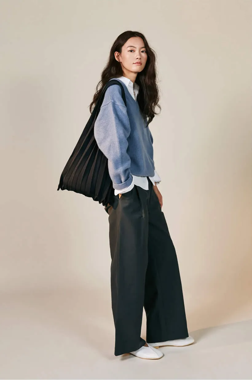 Knit Pleated Shoulder Bag made from Recycled Ocean Plastic - Mulberry