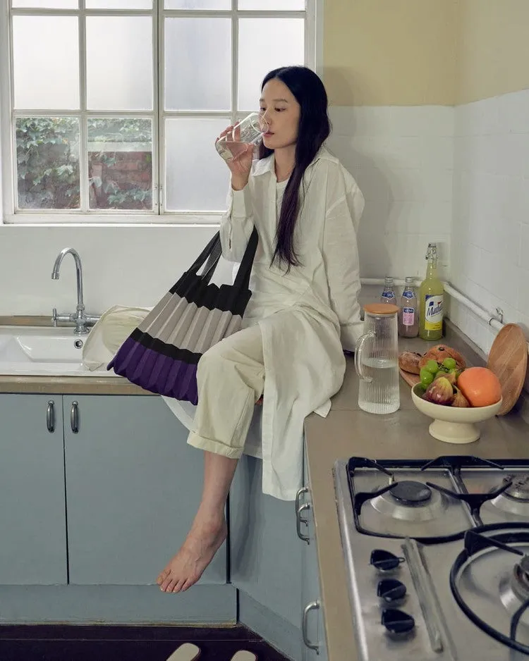 Knit Pleated Shoulder Bag made from Recycled Ocean Plastic - Mulberry