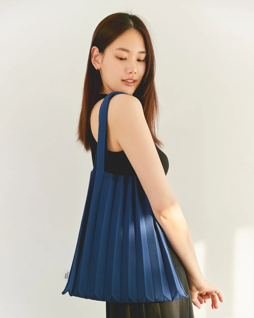 Knit Pleated Shoulder Bag made from Recycled Ocean Plastic - Mulberry