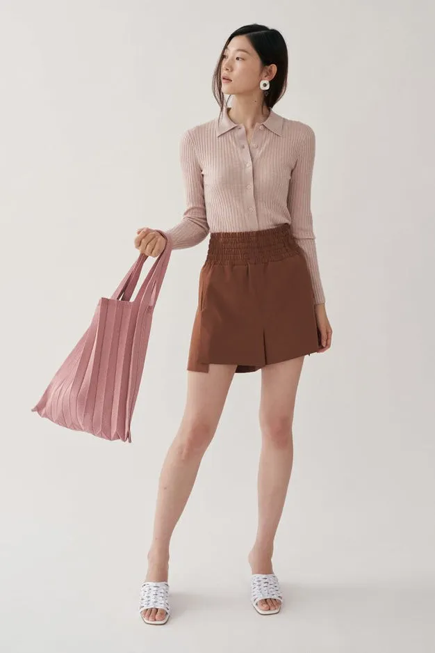 Knit Pleated Shoulder Bag made from Recycled Ocean Plastic - Mulberry