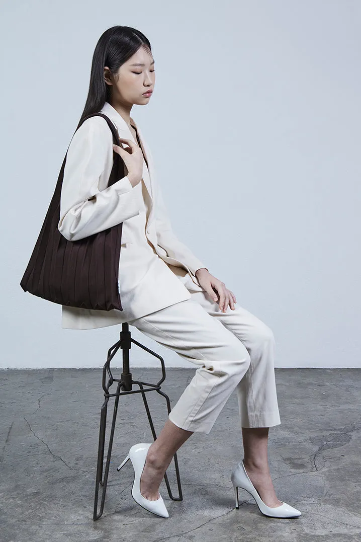 Knit Pleated Shoulder Bag made from Recycled Ocean Plastic - Mulberry