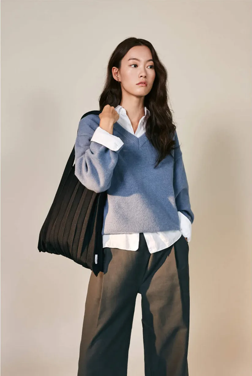 Knit Pleated Shoulder Bag made from Recycled Ocean Plastic - Sage