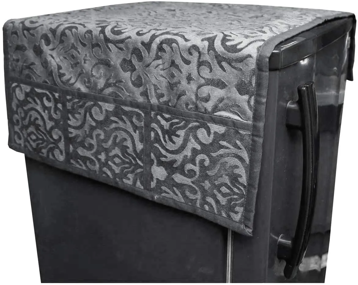 Kuber Industries PVC 3 Pieces Fridge Mats, 2 Piece Handle Cover and 1 Piece Fridge Top Cover (Grey) - CTKTC032846